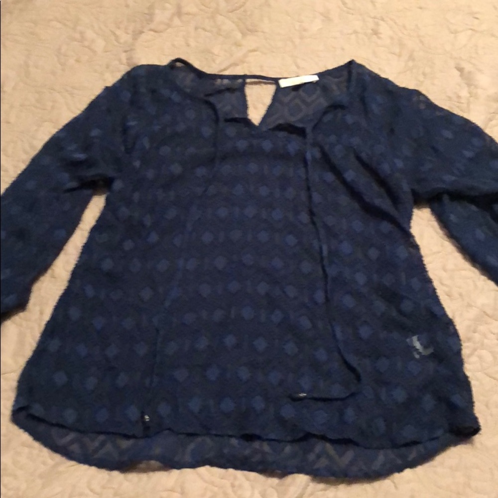 Navy blue sheer blouse